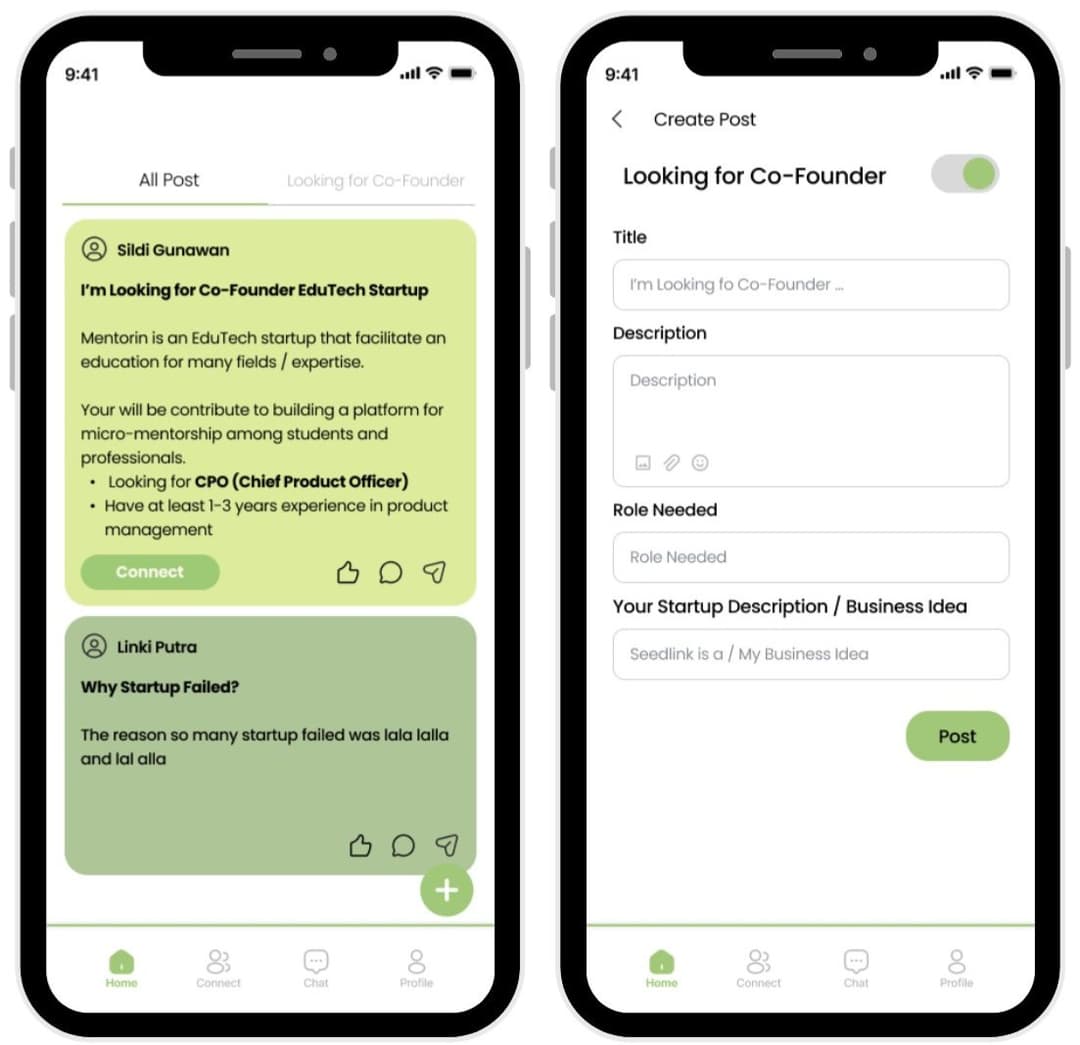 Seedlink Post feed mockup